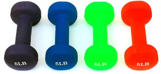 One Pair 5 LB Neoprene Coated Dumbbell Weights