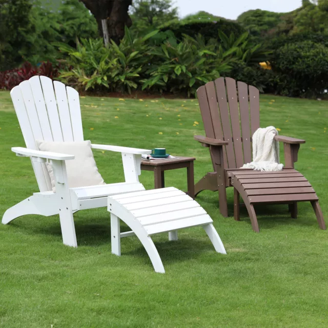 Poly Lumber Adirondack Chair/ Footsool Patio Outdoor HDPE All Weather Resistant