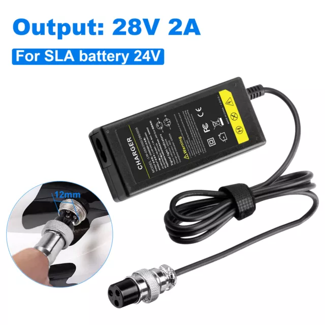 24V 2A Battery Charger Power For Razor Electric Scooter E100 E200 24 Volt +Cord 2