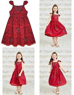 Girls Printed Embellished Sequin Flare Dress 100% Cotton Princess Dresses Outfit
