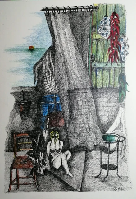Tecnica mista originale di Romeo Mesisca 35x50 (2023)