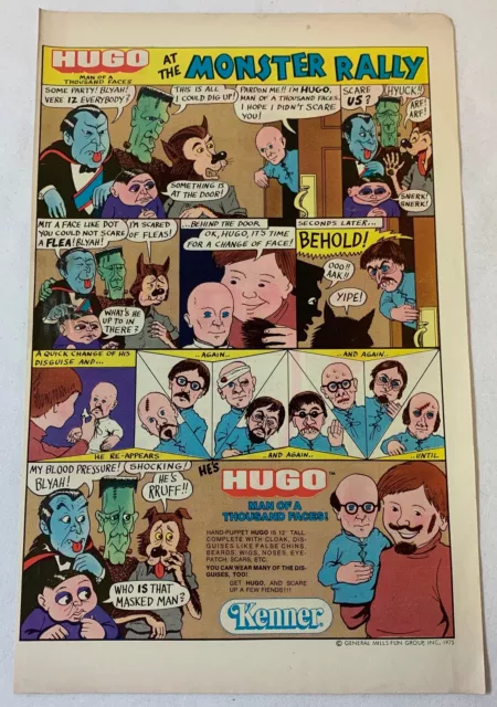 1975 Kenner cartoon ad page ~ HUGO-MAN OF A THOUSAND FACES