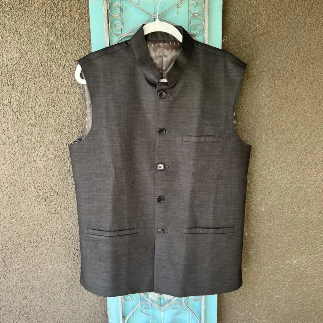 Waistcoat Nehru Jacket Sleeveless Blazer Tunic Top Men Party Wear Tunic Black