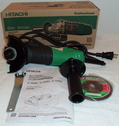 New Hitachi 4" Angle Disc Grinder 10,000RPM 110V w/ Wrench and Disc   NIB G10SR3