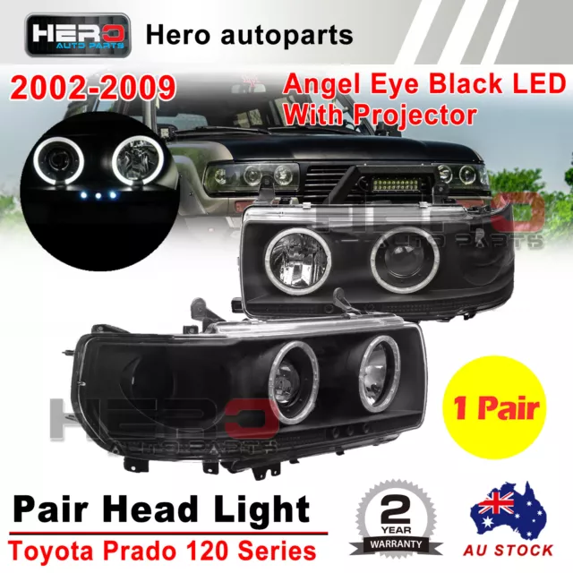 LED Pair Headlight Angel Eye Projector For Toyota Landcruiser 80 Series 90-98