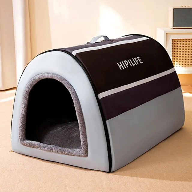 Indoor Dog House Bed Pet Soft Warm Fleece Cushion Pad Detachable Cat Cozy Home
