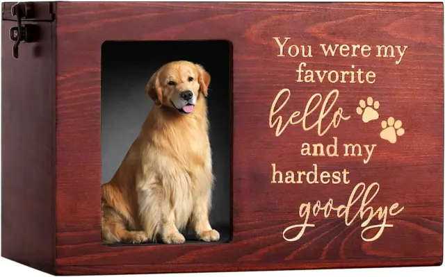 Pet Memorial Urns for Dog or Cat Ashes, Large Wooden Funeral Cremation Urns with