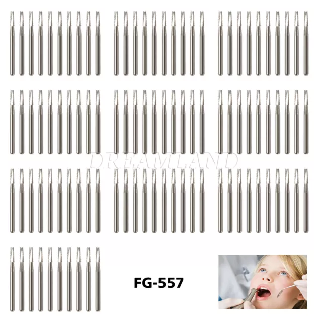 10-100 PCS FG 557 Carbide Burs Friction Grip Midwest Type Dental 2