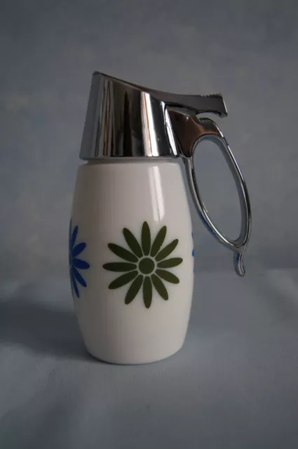 Westinghouse Gemco blue green daisy creamer syrup dispenser metal lid/handle