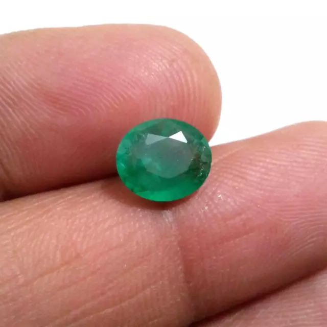 Wonderful Zambian Emerald Oval 2.30 Crt Natural Top Green Faceted Loose Gemstone 3