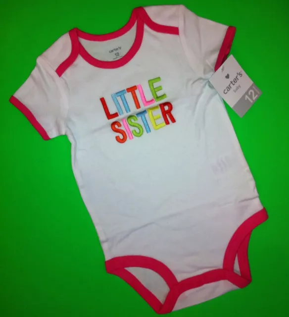 NEW* "Little Sister" Baby Girls Graphic Bodysuit Shirt 24 Months Gift Carter's