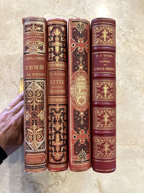 Lot de 4 Cartonnages Hetzel - André Laurie, Stahl ...  Beaux cartonnages