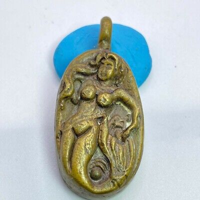 Beautiful Old Near Eastern Bronse Lady Figure Amulet Pendant