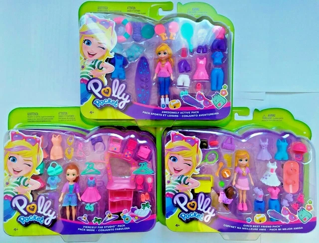 POLLY POCKET DOLL MANY ACCESSORIES PLAY SET FAB STUDIO BEST FRIEND ACTIVE  PACK