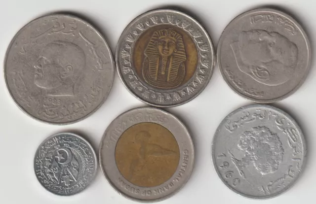 8 different world coins from 8 different NORTH AFRICAN Countries