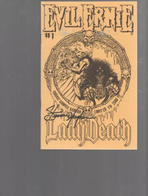 Evil Ernie  Lady Death   Ashcan Signed Stephen Hughes - Brian Pulido   - Chaos