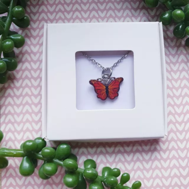 Butterfly Necklace Pendant, Personalised Message Gift Box, Birthday Valentine's 2