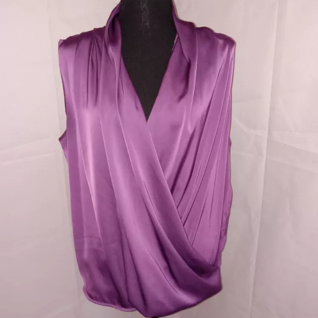 Shein Women's  Top Size XL Crisscross Faux Wrap Purple Sleeveless Deep Vneck