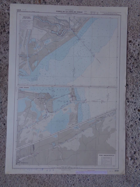 CARTE  MARINE / Ports de la côte du Texas  Freeport - Port Isabel - Brownsville