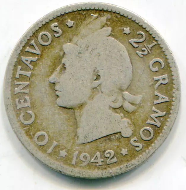 Dominican Republic 10 Centavos 1942  lotmar3286