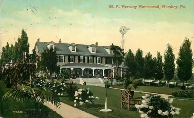 Postcard M S Hershey Homestead, Hershey, Pennsylvania - used in 1910