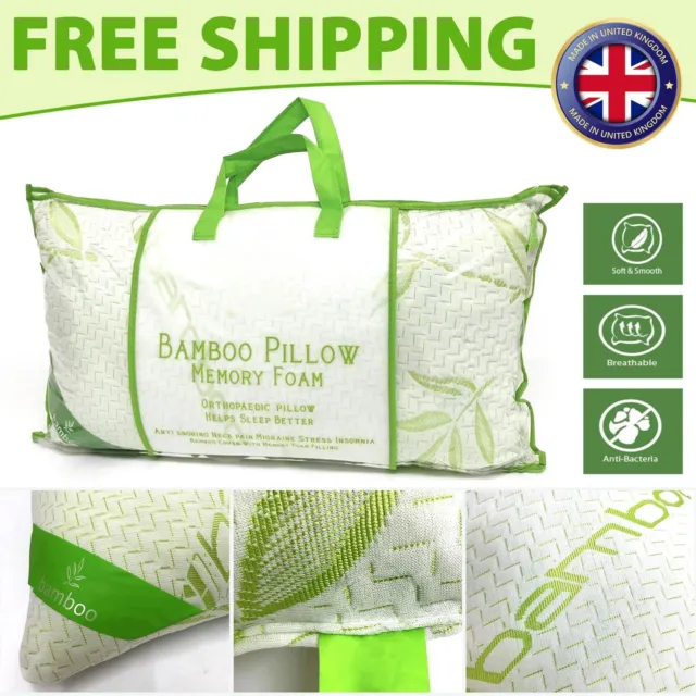 Luxury Bamboo Memory Foam Pillow Orthopedic Neck Back Support Bed Pillows