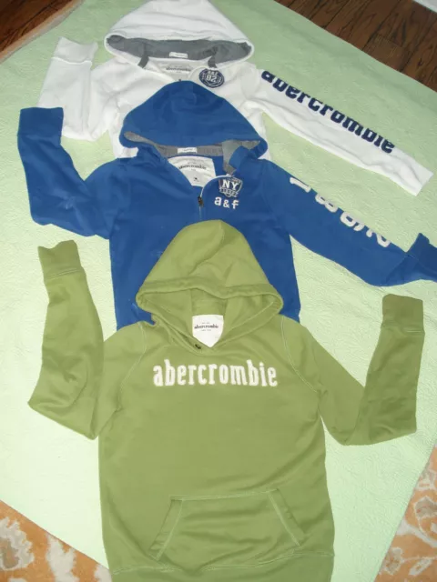 Lot of 3 ABERCROMBIE kids Hoodie Pullover White, blue, lime size M/XL fits same