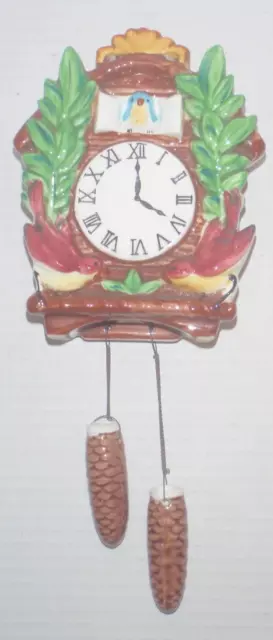 Vintage Bird Mini Cuckoo Clock Porcelain Ceramic Wall Pocket Vase Made In Japan