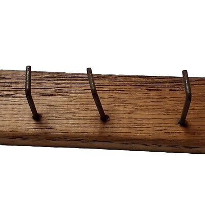 Antique Wood Hook Board Civil War Era 11 Rusty L shaped Hooks 15.5" x 1.5"