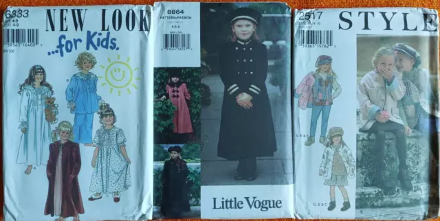 3x Kinderkleidung Nähmuster für Mädchen; Little Vogue, Neulook, Style