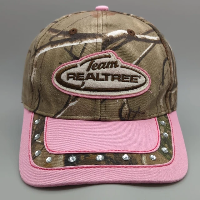 TEAM REALTREE Hat Women's Brown & Pink Adjustable Rhinestones Camo