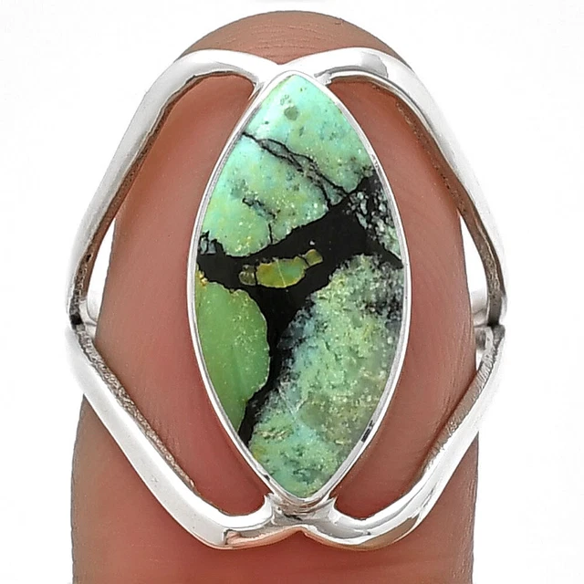 Lucky Charm Tibetan Turquoise 925 Sterling Silver Ring s.7 Jewelry R-1246