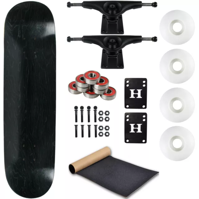 Moose Complete Skateboard Stain Black 8.25" With Black Trucks and White Wheels