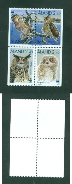 Aland. 1996. WWF. 4-Block from Booklet. MNH. Eagle,Owl. Sc.# 122-125.