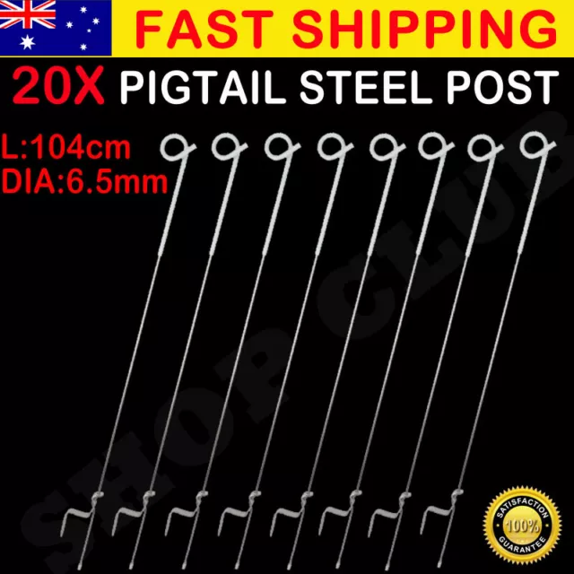 20x Fence Pigtail Posts Steel Electric Graze Farming Post Tape Fencing Anti-rust