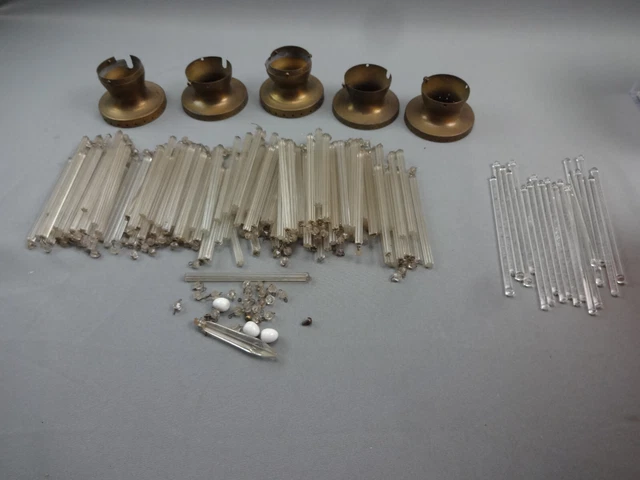 VNT BIG Lot CLEAR GLASS PRISMS straw Rods for chandelier Mid Century Deco +Extra