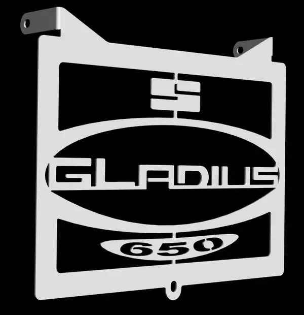 cache / Grille de radiateur inox poli Suzuki 650 SVF Gladius "Logo"