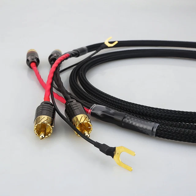 HIFI TURNTABLE RCA Cable OCC Signal Interconnect Cable Cord with Ground