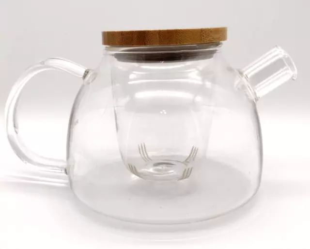 Elegant Glass Teapot w/ Removable Infuser & Bamboo Lid - Loose & Blooming Teas