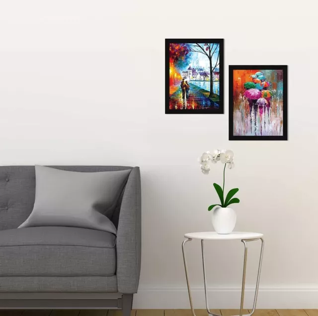 Abstract Romantic Framed Wall Art Painting For Home, Multicolor 10 X 13 Set of 2 2