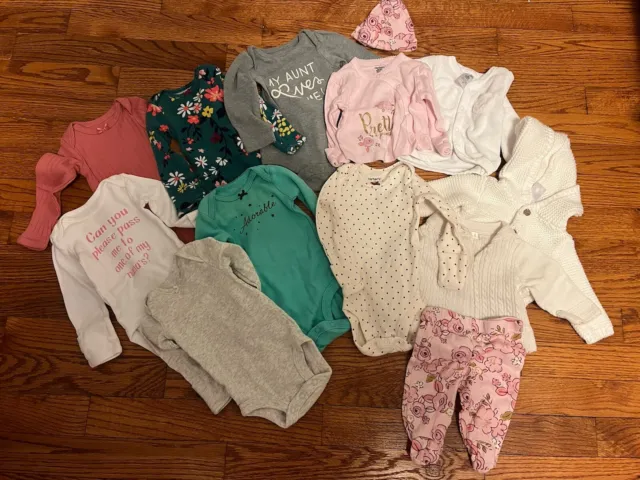 carters  Gerber newborn lot of 12 baby girl clothes Infant Outfits Cute