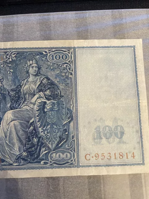 Deutsche Banknote 100 marks 1908 VF-/F. Банкнота 100 марок 1908 германия