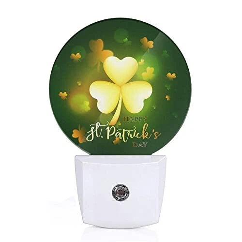 Glitter Golden Shamrock Leaves Night Light Happy St Patricks Day Night