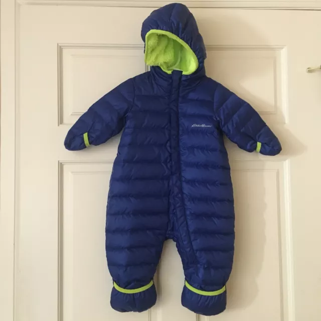 Eddie Bauer Infant Baby Snowsuit 3-6M Blue Fold-over Cuffs Outerwear