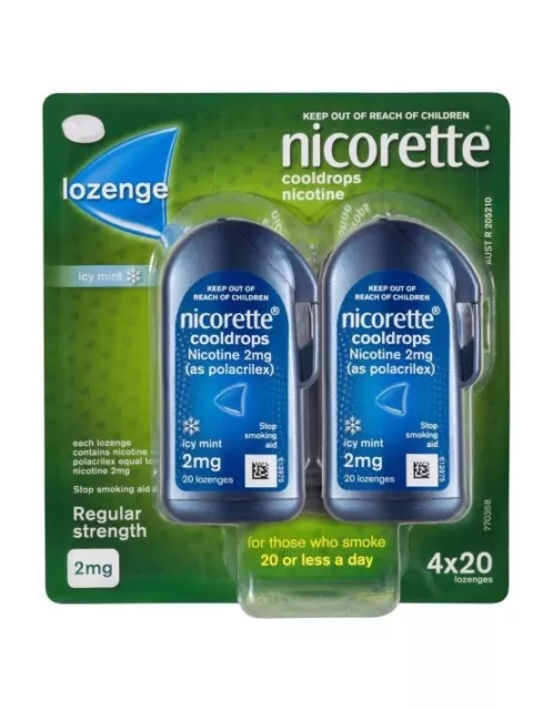 Nicorette Cooldrops Extra Strength Icy Mint Lozenge 80 Pieces 4mg