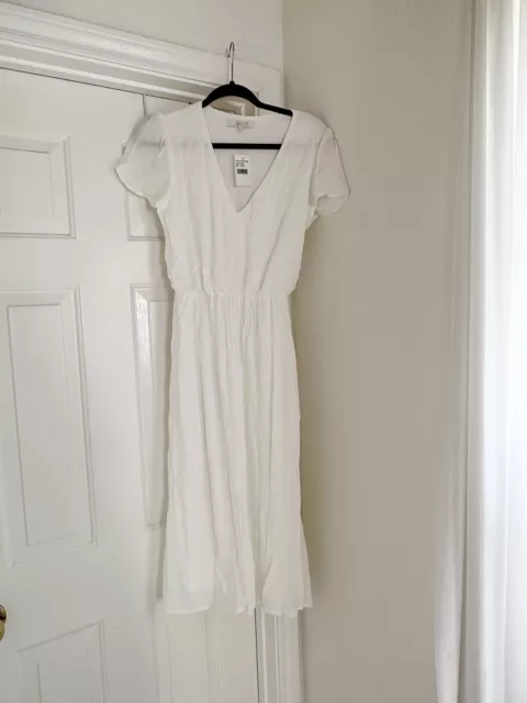 ✨New WAYF Blouson Midi Dress Ivory Womens Size Small 2