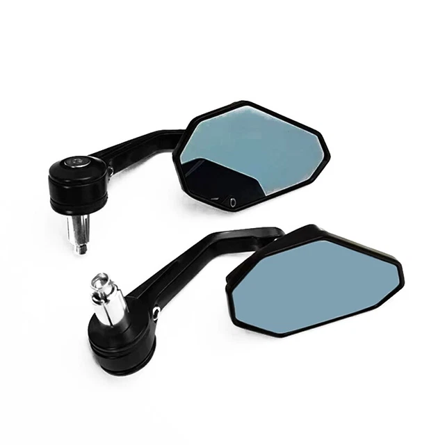 1 Pair Motorcycle Adjustable Handle Grip Bar End Rearview Side Mirror Black