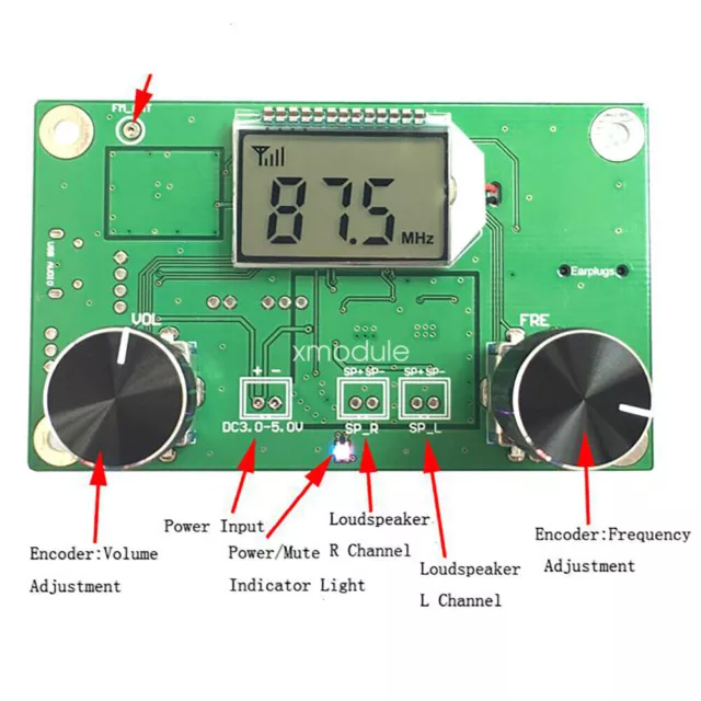 FM Radio Receiver Module Frequency Modulation Stereo Receiving With LCD Display