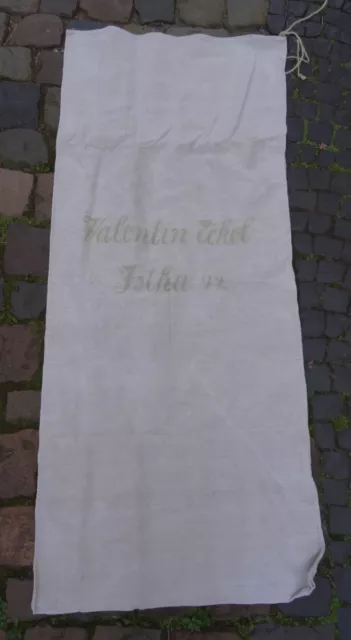 Antiker Leinen Mehlsack Getreidesack bedruckt 1892 2