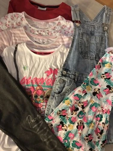 Girls Mixed Clothes Bundle inc. Dress, tops, leggings, dungarees age 6-7 years